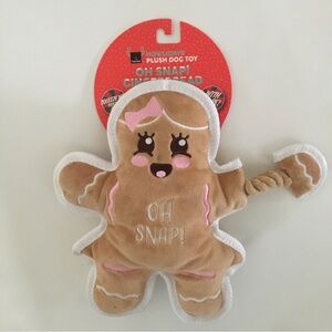 NEW Dog Toy Gingerbread Cookie Squeaker and Short Rope “oh Snap” | FuzzYard